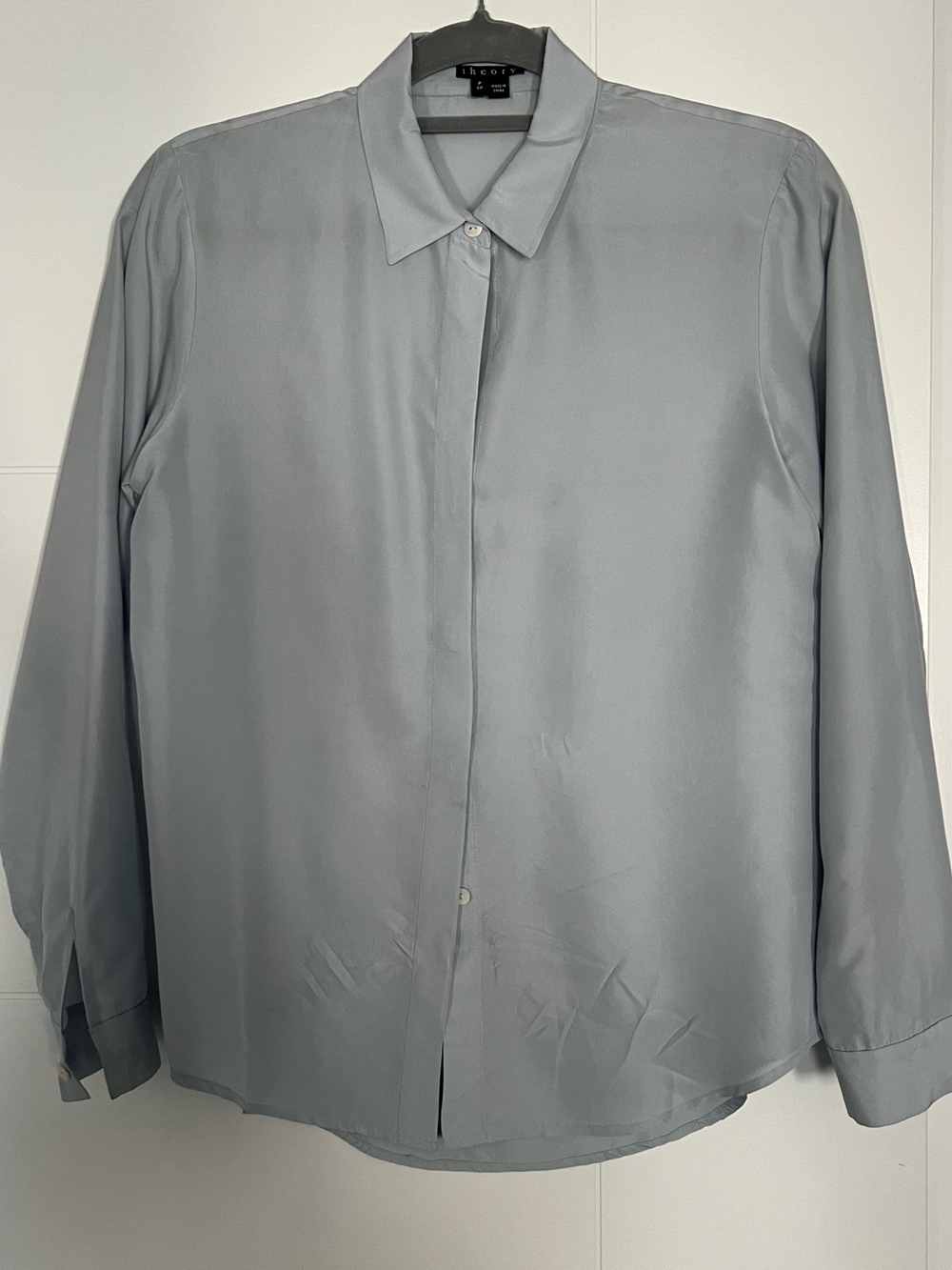 Theory Light Blue Silk Dress Shirt